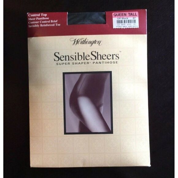 JCPenney Worthington Sheer Pantyhose Queen Tall Off Black Control Top Sandalfoot - Picture 1 of 3